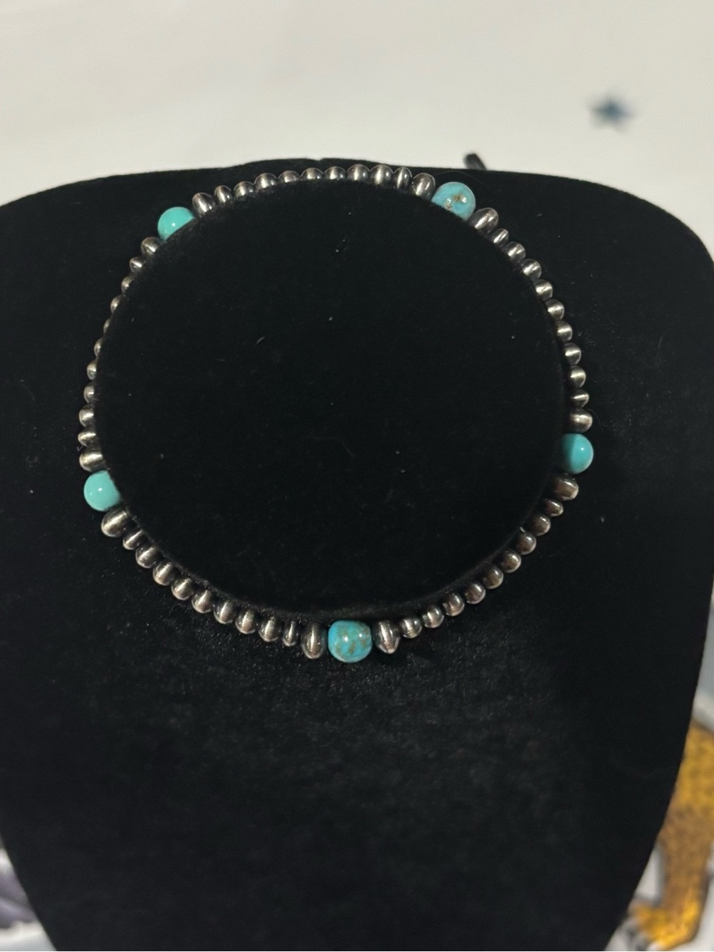 Navajo Made Sterling Silver & Turquoise Bracelet